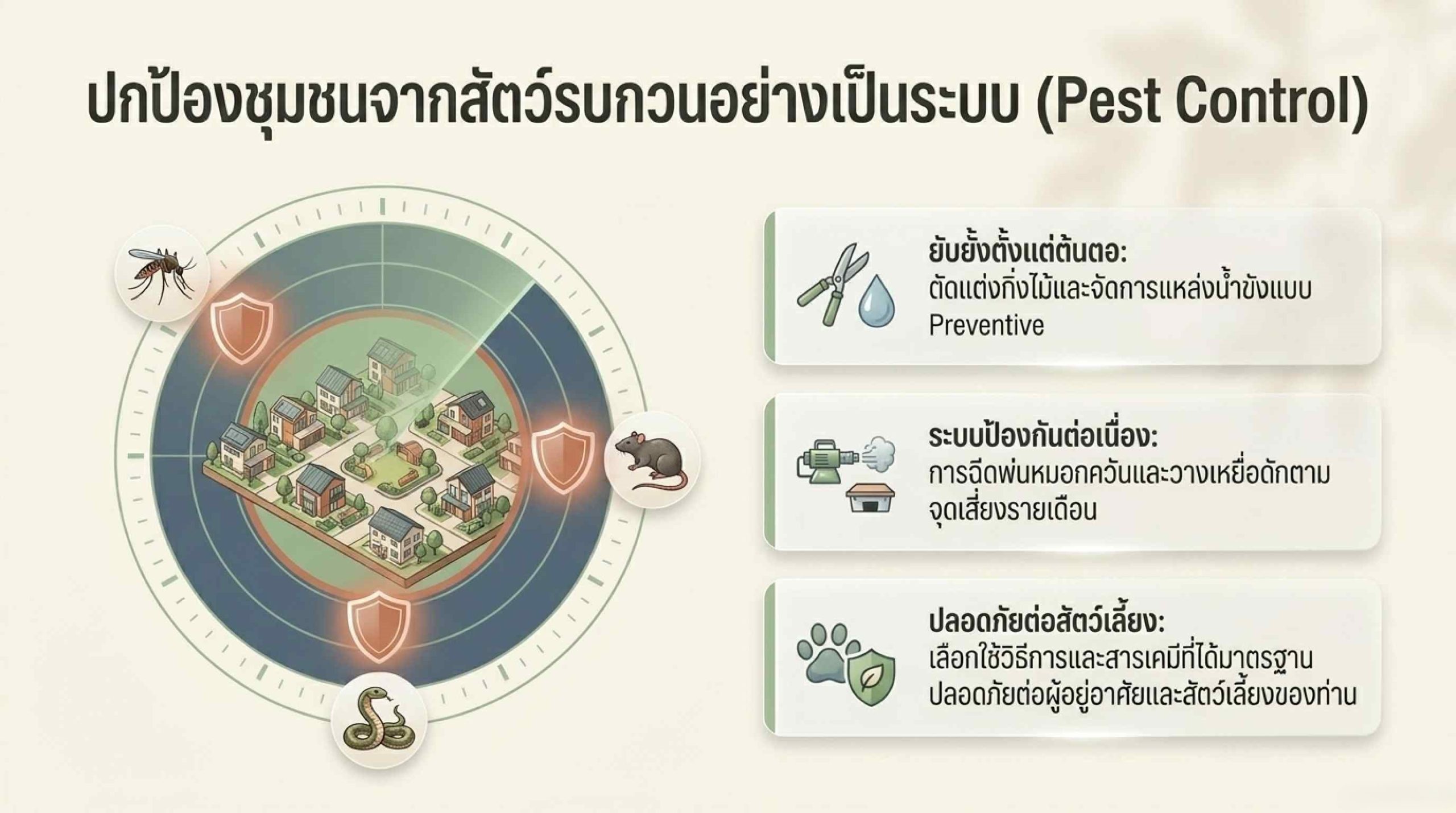 การจัดการสัตว์รบกวน (Pest Control) ในพื้นที่ส่วนกลางอย่างเป็นระบบ